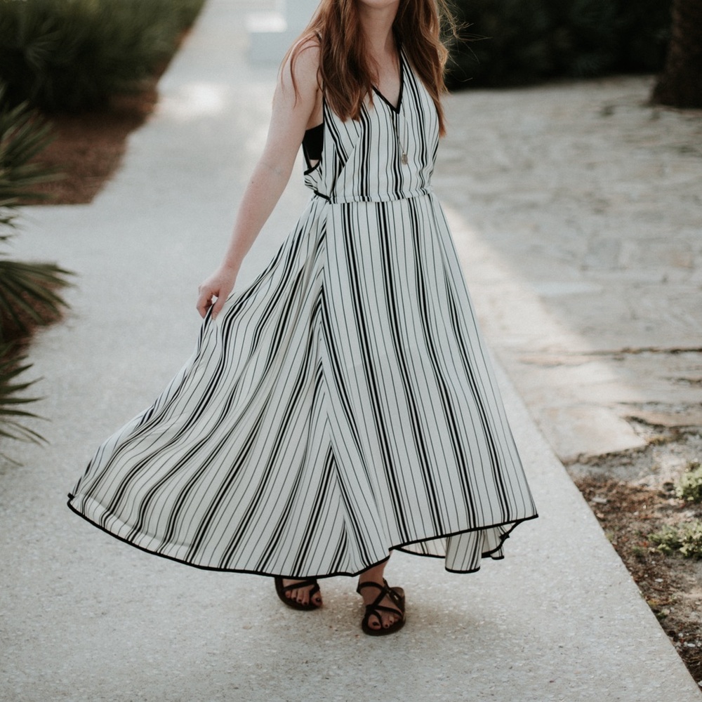 Maxi Black and White Stripe Boutique Dress